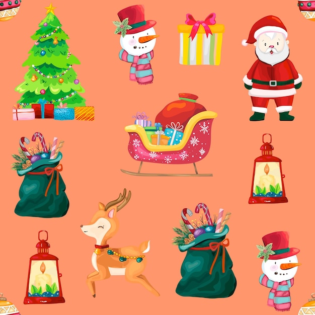 Christmas seamless pattern background. Vector illustration.