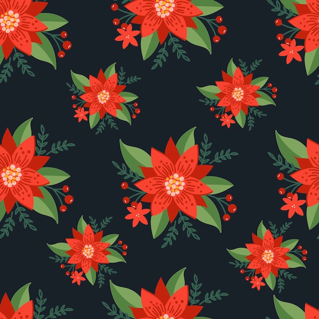 Christmas seamless pattern on black background