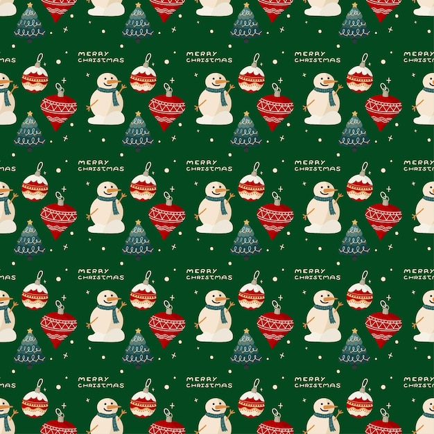 Christmas seamless pattern on dark green color background for gift wrapping paper