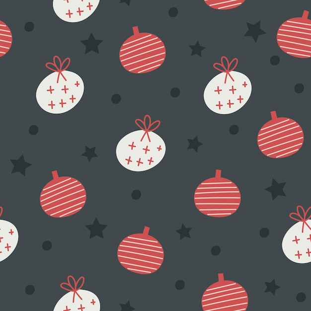 Christmas Seamless Pattern design with ornaments Vector illustration