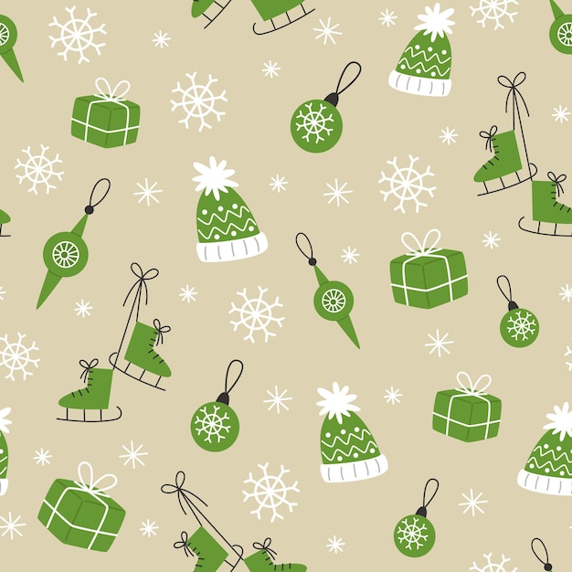 Christmas seamless pattern in flat style