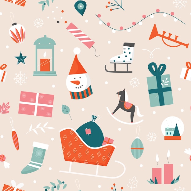 Christmas seamless pattern  illustration.