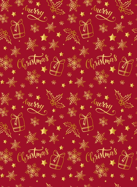 Christmas seamless pattern on a red background