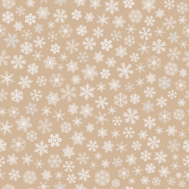 Christmas seamless pattern of small snowflakes white on light brown