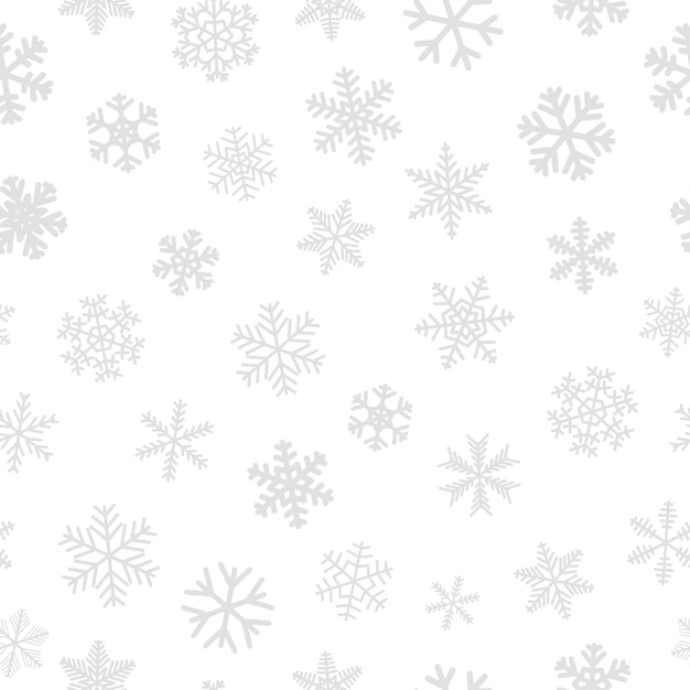 Christmas seamless pattern of snowflakes gray on white background