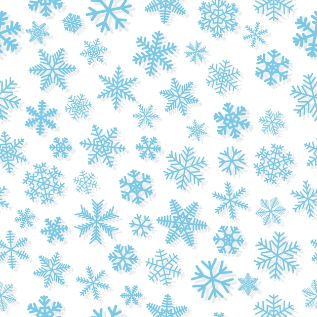 Christmas seamless pattern of snowflakes, light blue on white background