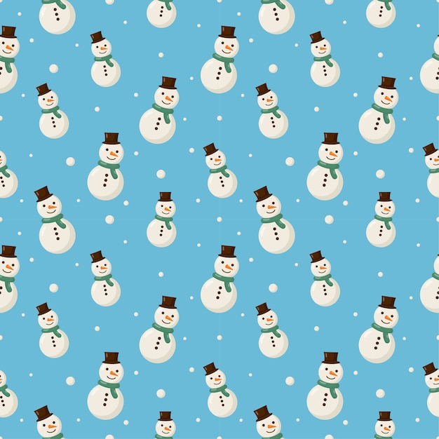 christmas seamless pattern snowman isolated on blue background