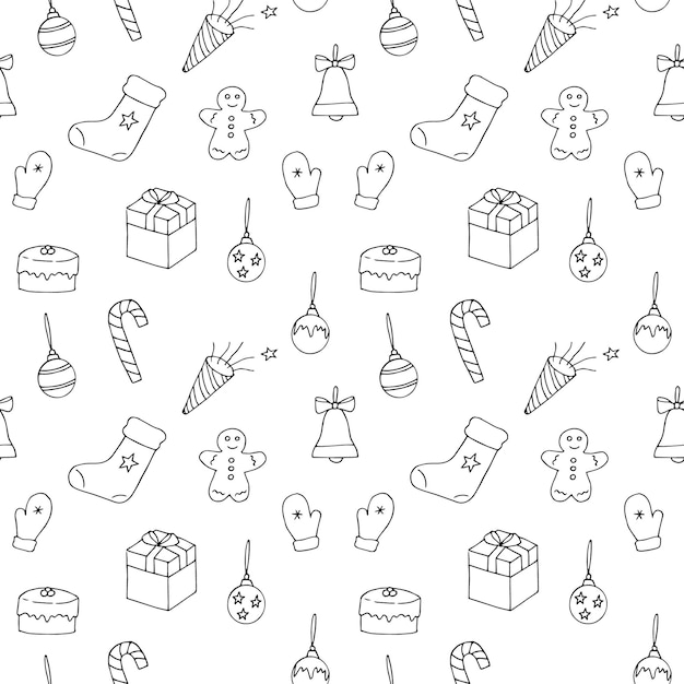 Christmas seamless pattern vector illustration hand drawing doodles