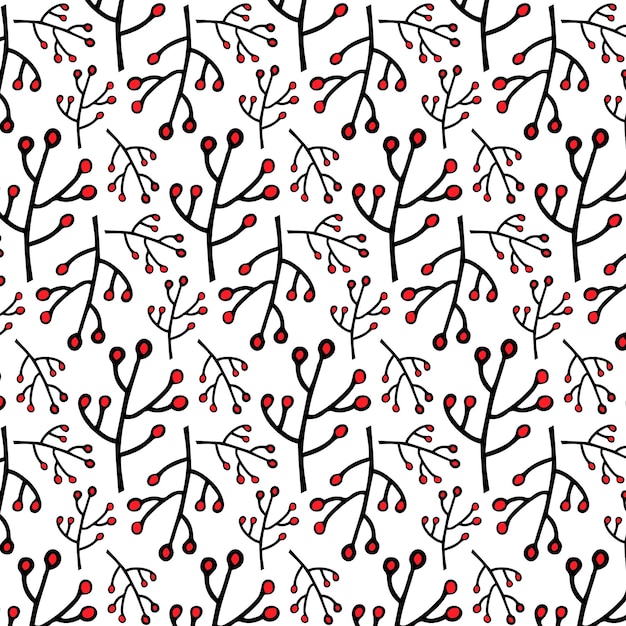 Christmas seamless pattern with berries