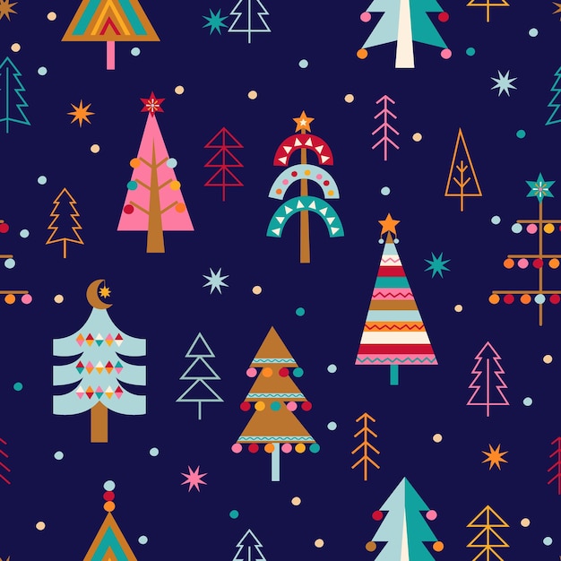 Christmas seamless pattern with christmas trees