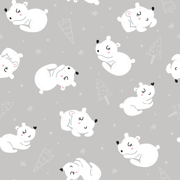 Christmas seamless pattern with cute bears