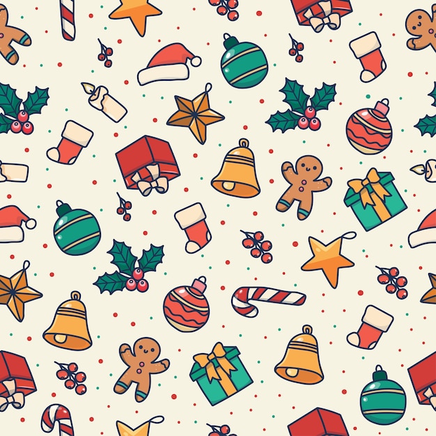 Christmas seamless pattern with festive characters