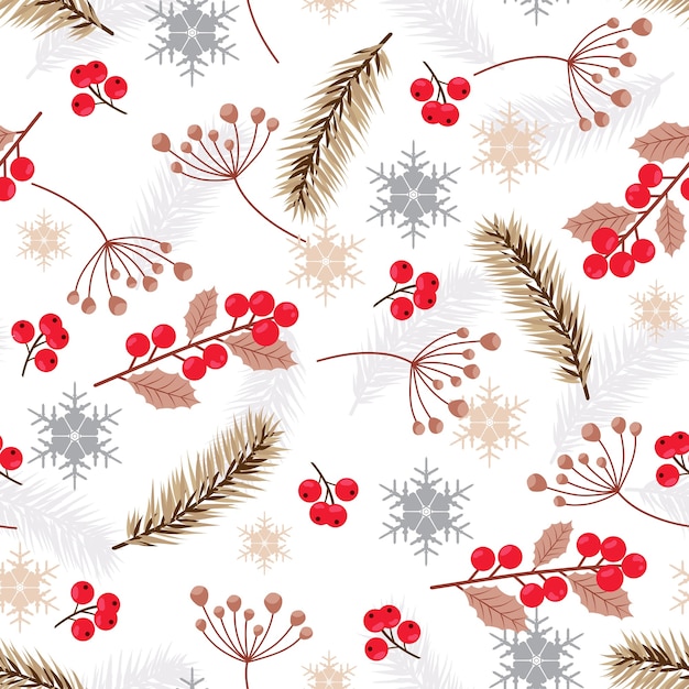 Christmas seamless pattern with fir branches background