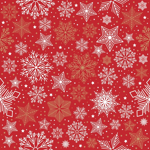 Christmas seamless pattern with geometric motifs Snowflakes with different ornaments