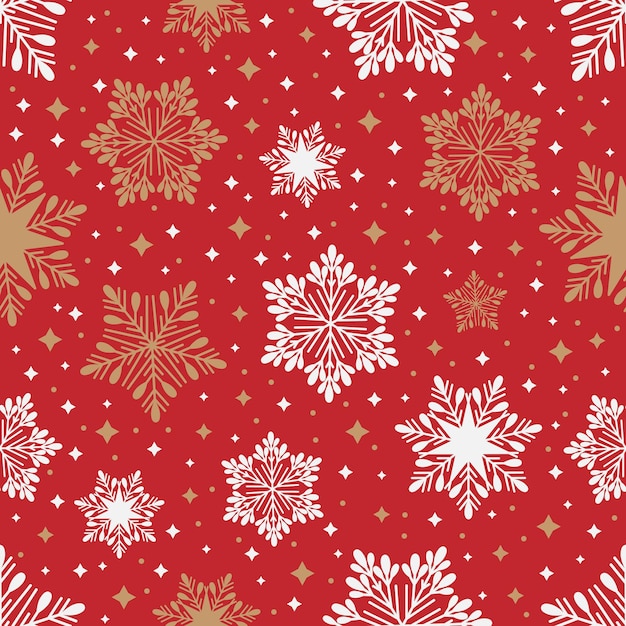 Christmas seamless pattern with geometric motifs Snowflakes with different ornaments