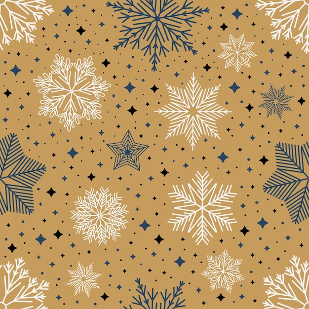 Christmas seamless pattern with geometric motifs Snowflakes with different ornaments