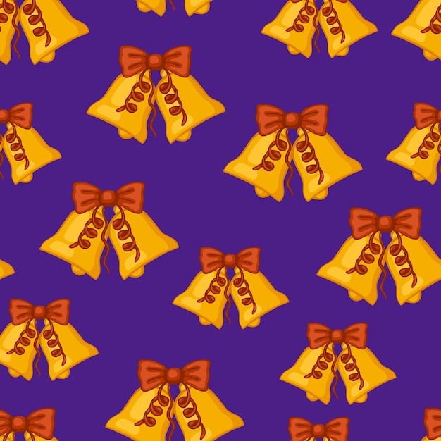 Christmas seamless pattern with golden bells