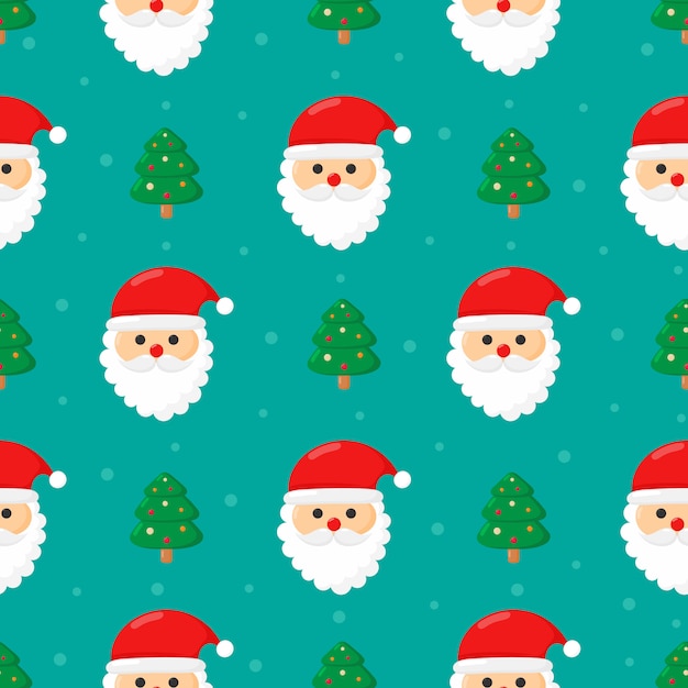 christmas seamless pattern with santa isolated on blue . 