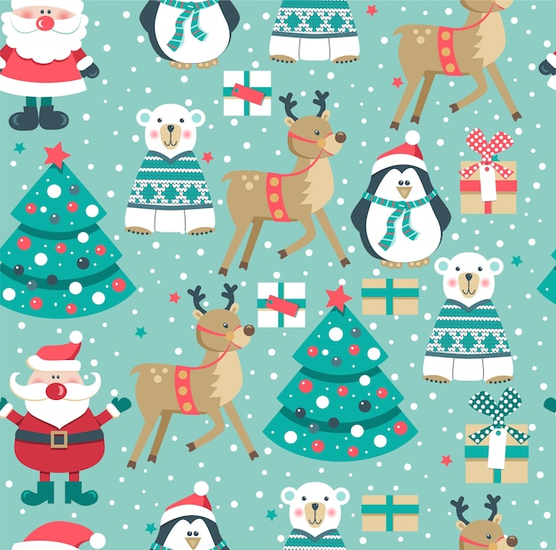 Christmas seamless pattern with Santa. 