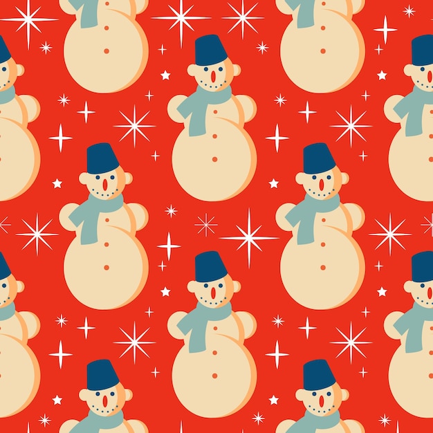 Christmas seamless pattern with Snowman