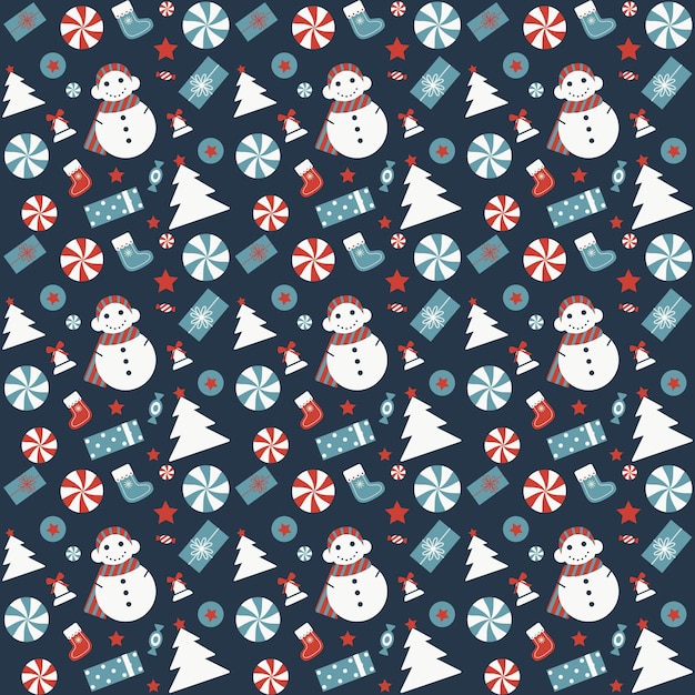 Christmas Seamless Pattern with Snowman