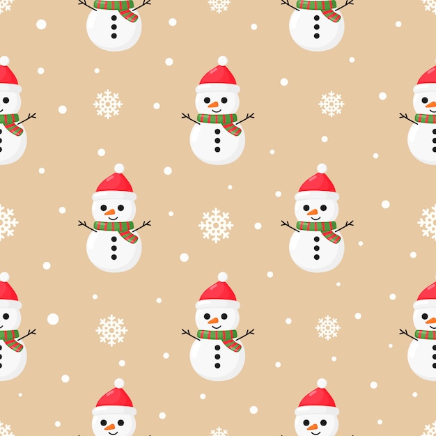 christmas seamless pattern with snowman