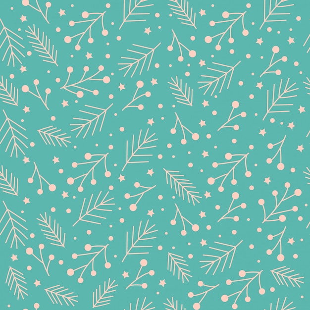 Christmas seamless pattern with stars,, branches. 