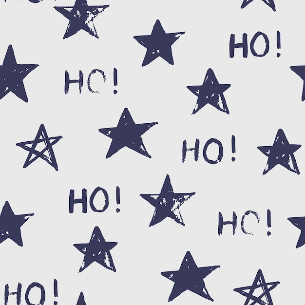 Christmas seamless pattern with stars and lettering