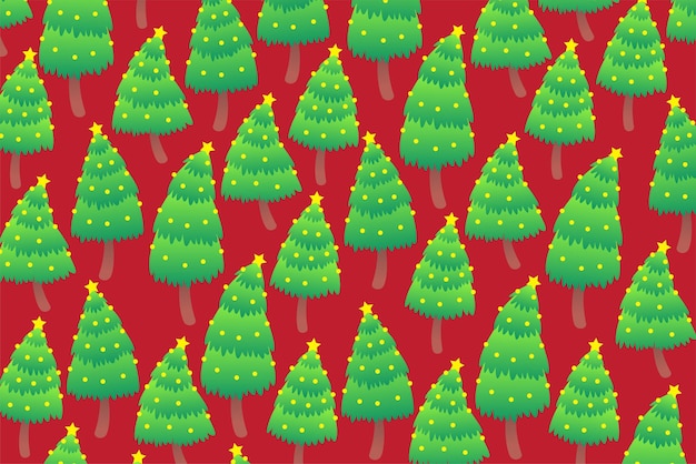 Christmas seamless pattern with various pine tree collection set