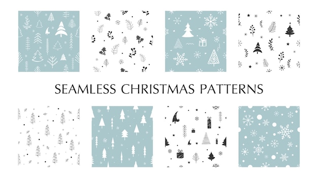 Christmas seamless square pattern in cartoon hand drawn style.