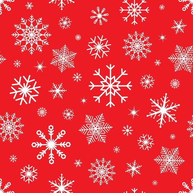 Christmas seamless  with snowflakes. Snowflake  pattern on red background. Winter 