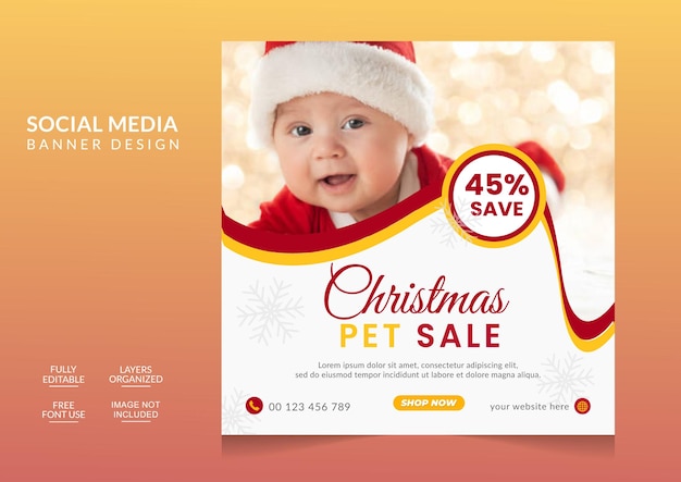 Christmas season celebration social media post design template