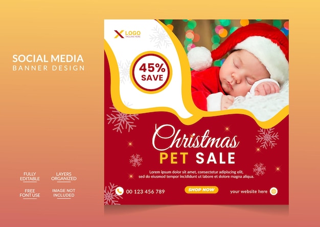 Christmas season celebration social media post design template