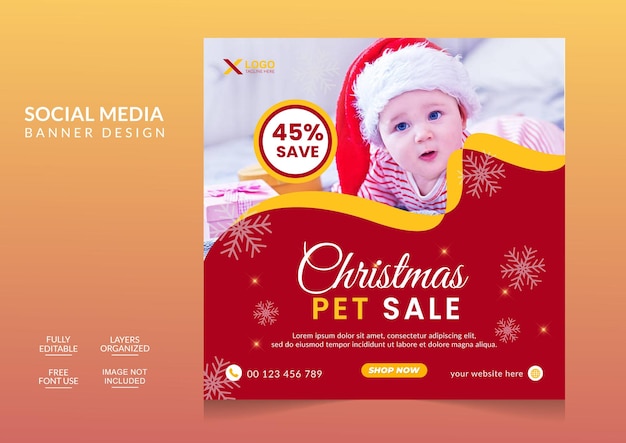 Christmas season celebration social media post design template