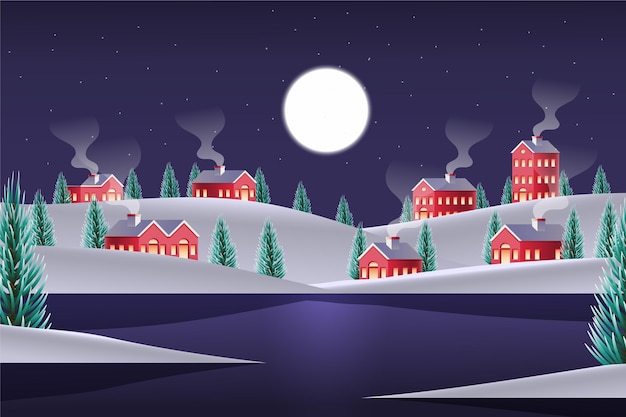 Christmas season celebration village illustration