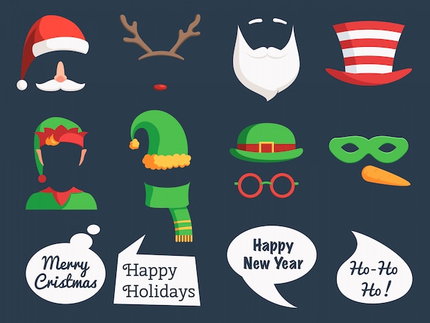 Christmas set mask and speech bubbles