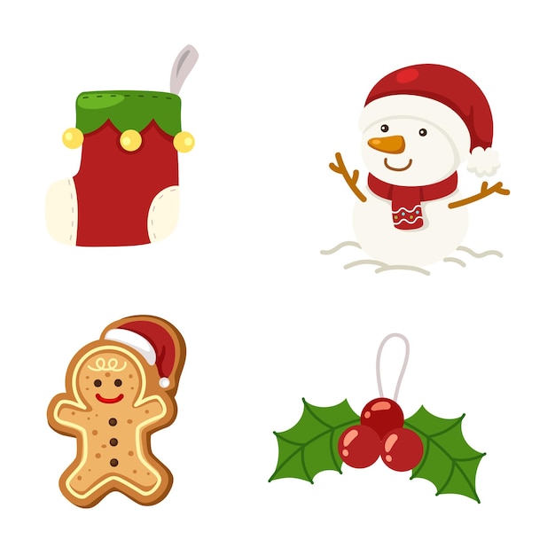 Christmas set on white background vector illustration