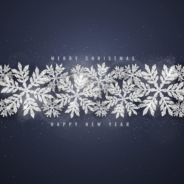 Christmas silver glittering snowflakes background