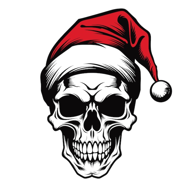 Christmas Skull Vector Illustration Tshirt design