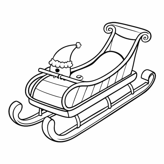 Vector christmas sledge in the wintertime drawing