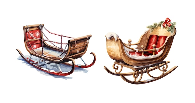 Christmas sleigh clipart isolated vector illustration