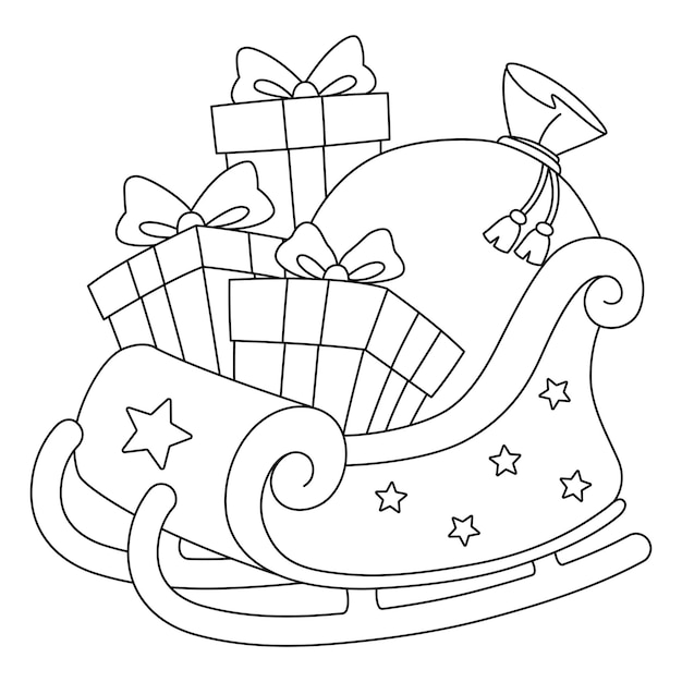 Christmas Sleigh Isolated Coloring Page for Kids