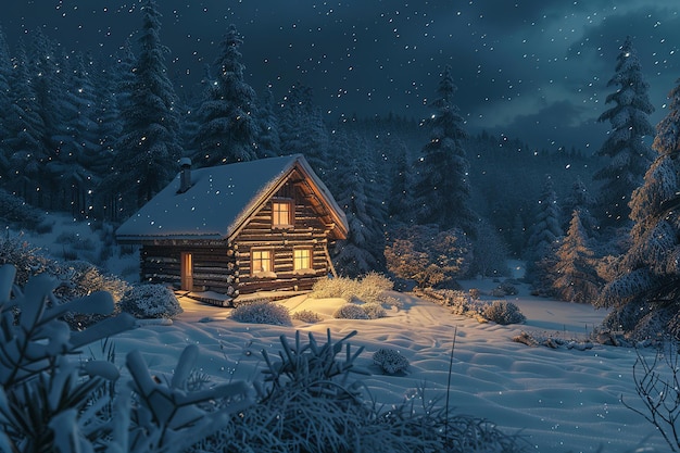 Christmas a small cottage on top 3D illustration