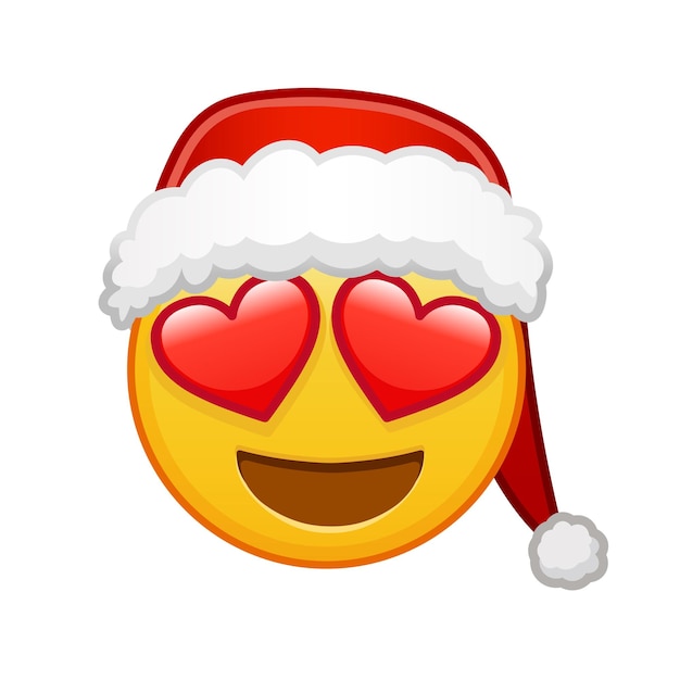 Christmas smiling face with heart eyes Large size of yellow emoji smile