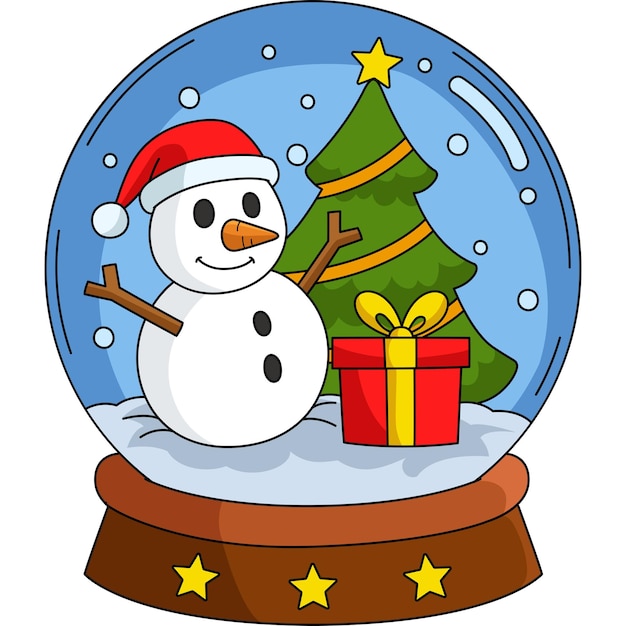 Christmas Snow Globe Cartoon Colored Clipart