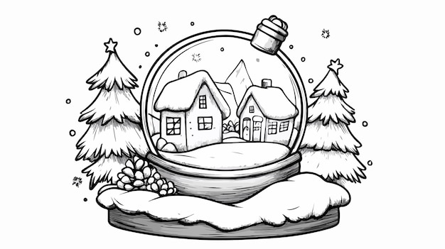 Christmas Snow Globe Coloring Page for Festive Holiday Fun