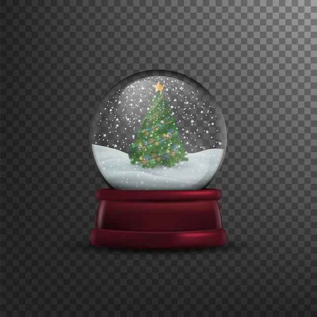 Christmas snow globe isolated on transparent background Vector illustration