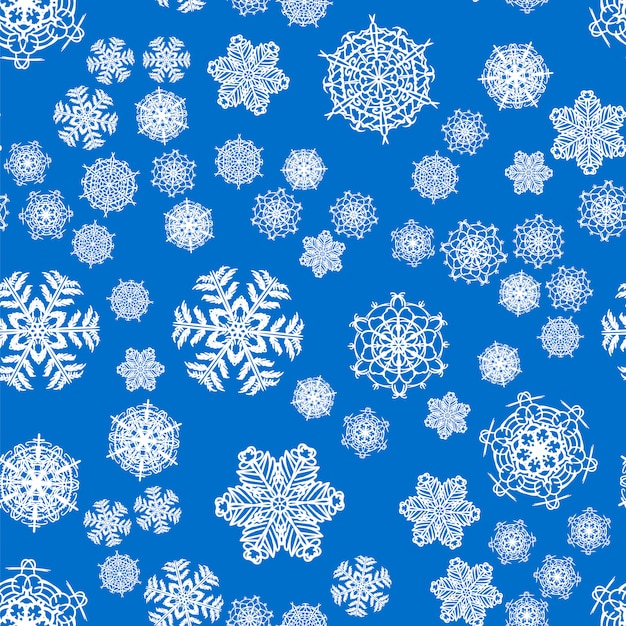 Christmas snow seamless pattern with beautiful snowflakes