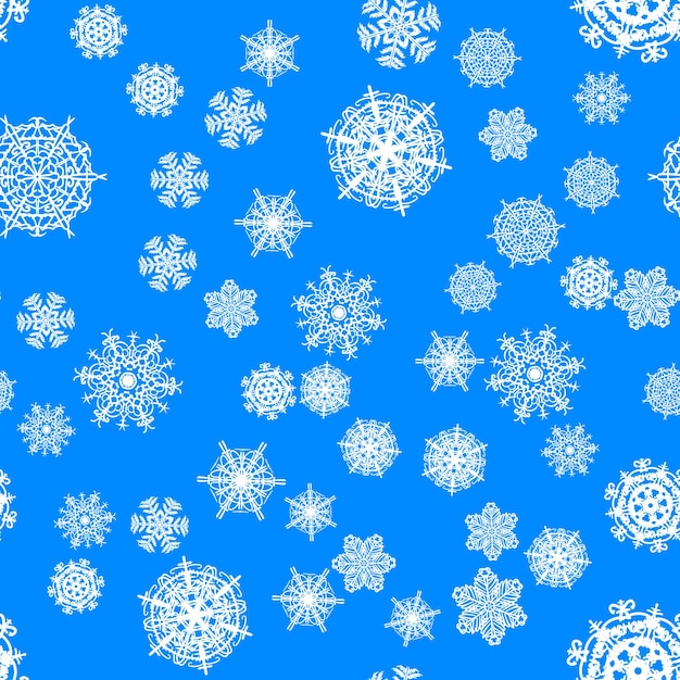 Christmas snow seamless pattern with beautiful snowflakes