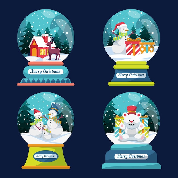 Christmas snowball globe in flat design